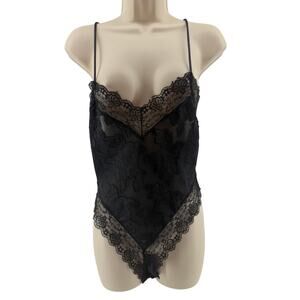 Vintage Black Lace Teddy Lingerie Made in USA Womens Small